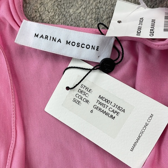 NWT Marina Moscone Twist Cape Top Geranium Pink Asymmetric Sculptural Sz 6 - Picture 6 of 10